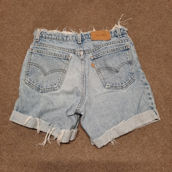 LEVI'S 550 (W 29, L 30) Relaxed Fit Student Highly Distressed Jean Shorts Blue - Picture 6 of 9